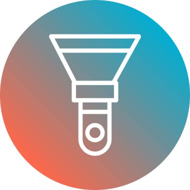 Beyaz çizgi yuvarlak huni simgesi uzun gölge arkaplan izole. Çember düğmesi. vektör