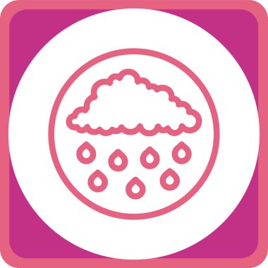 Hava durumu ikonu. Vektör illüstrasyonu yuvarlak açılı düz ikonik semboldür, beyaz arkaplanda pembe renk.