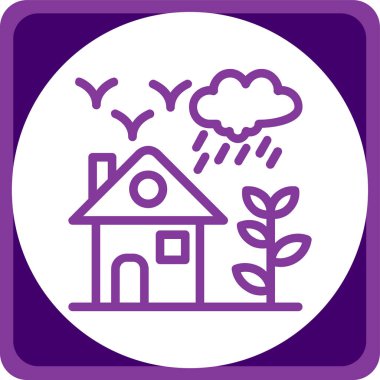 ağaç simgesi vektör illüstrasyon tasarımı olan ev