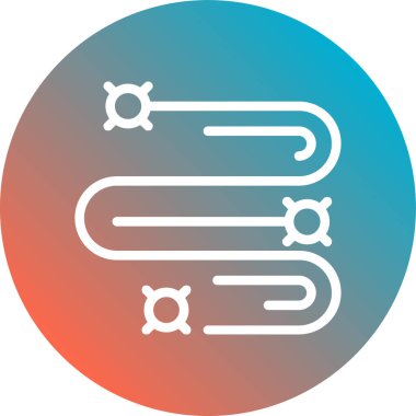 Uzun gölgeli beyaz çizgi zinciri simgesi. Bağlantı işareti. Kırmızı altıgen düğmesi. vektör illüstrasyonu