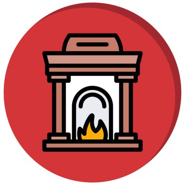 şömine vektör simgesi modern basit illüstrasyon