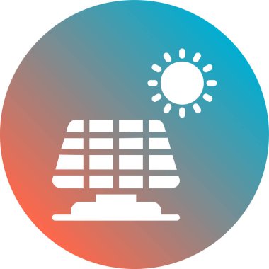 Güneş enerjisi düz ikonu, enerji ve güç, güneş işareti vektör çizimi, renkli gradyan tarzı