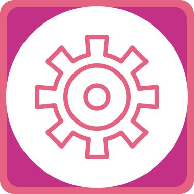 Vites vektör simgesi. Stil yuvarlak bir çerçevede düz semboldür, pembe renk, beyaz arkaplan.