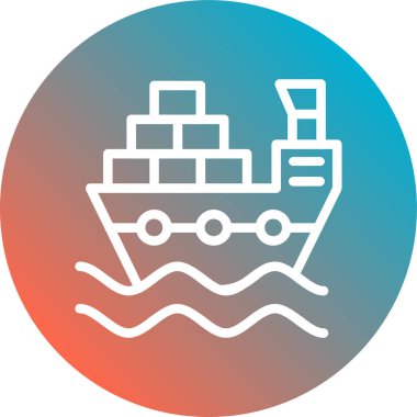 Gemi vektör simgesi. biçim çift renkli düz yuvarlak sembol, mavi ve gri renkler, yuvarlak açılar, beyaz arkaplan.