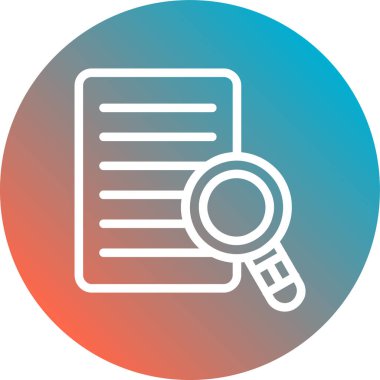 Büyüteci ve düz tasarımı olan kağıt belgenin vektör simgesi