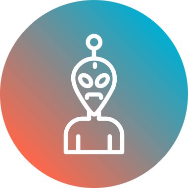 Uzun gölgeli, izole edilmiş bir robot ikonunda insan kafası. Çember düğmesi. vektör.