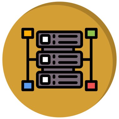 veritabanı sunucu simgesi. beyaz üzerinde izole edilmiş veritabanı vektör rengi tasviri