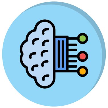 Veri bulut simgesi. Ana hat veri bulut vektör rengi düz izole