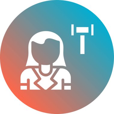 Dişi avatar düz yuvarlak vektör simgesi uzun gölgeli