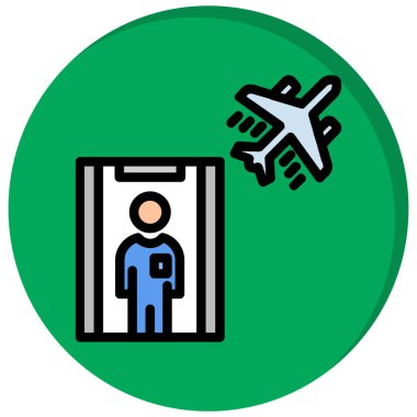 Uçuş bileti rengi ikon vektör illüstrasyonu