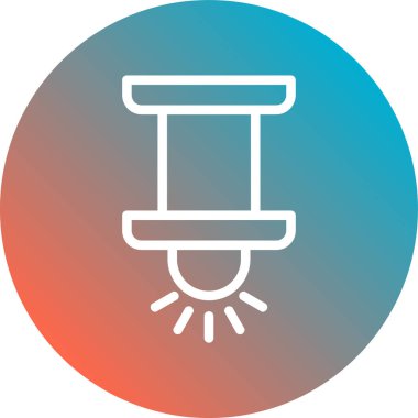 Uzun gölgeli beyaz çizgili lastik mühür ikonu. Mavi daire düğmesi. vektör illüstrasyonu