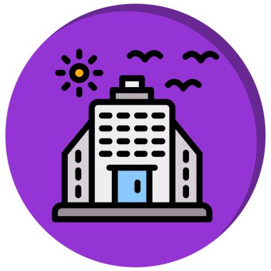 Hastane binası ikon vektörü. Ana hatlı hastane binası. renk izole kontur sembolü çizimi