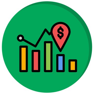 Doldurulmuş ana hatlar biçiminde iş büyümesi grafiği simgesi