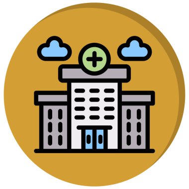 Hastane binası renk ikonu vektör illüstrasyonu