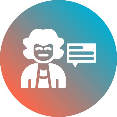 Konuşma baloncuğu düz biçim simgesi olan kızgın kadın, vektör illüstrasyonu