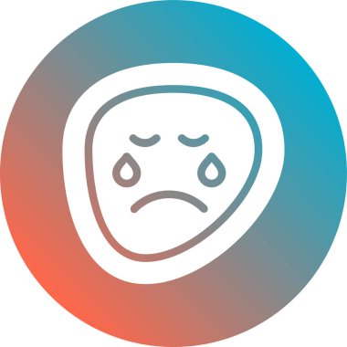 uzun gölgeli üzgün yüz düz simgesi, vektör illüstrasyonu