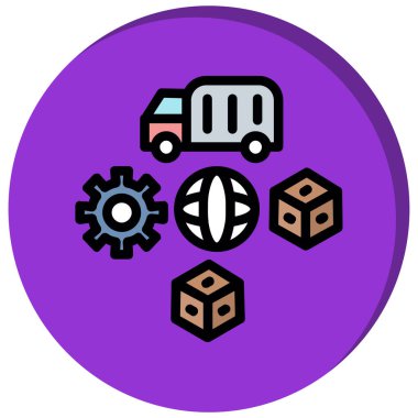 dağıtım kamyonu çizim simgesi tasarım şablonu