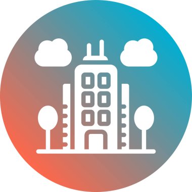 şehir simgesi mavi arkaplanda izole edilmiş düz moda