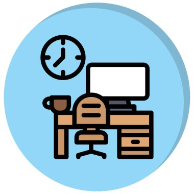 Ofis masa simgesinin vektör illüstrasyonu