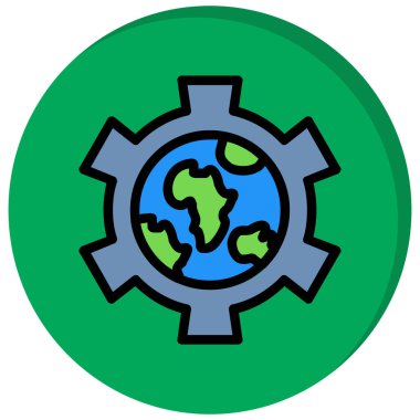 Dişli ve vites vektör illüstrasyon tasarımlı dünya gezegeni