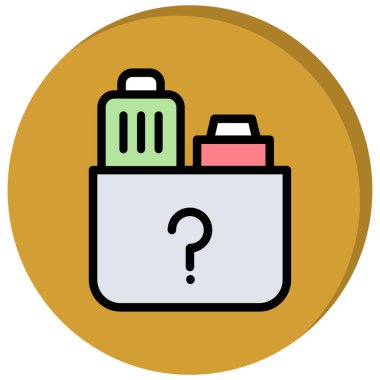 Soru işareti olan bir çizgi film kutusunun vektör çizimi