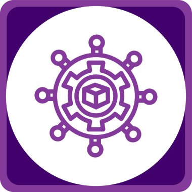 dişli vektör simgesi. resim biçimi yuvarlak kare düğmesi içinde mor ve gri renkler içinde bir düz simge sembolüdür..