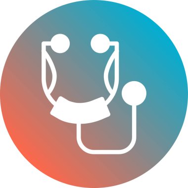 Stetoskop vektör ikonu. biçim çift renkli düz yuvarlak sembol, düz yuvarlak renkler, yuvarlak açılar, beyaz arkaplan