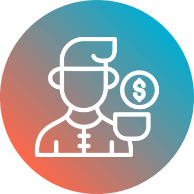 Elinde para çantası olan bir adamın vektör simgesi