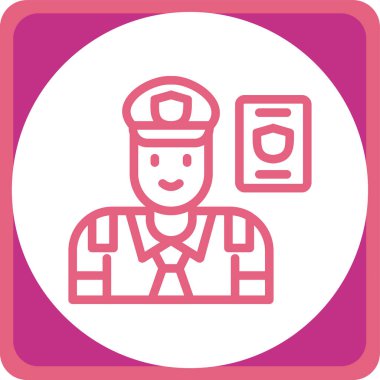 Polisle birlikte bir adamın vektör çizimi