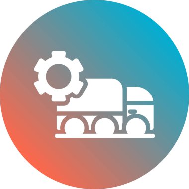 Endüstriyel makine vektör simgesi. Tarz düz yuvarlak kare düğme, pürüzsüz renkler. Yuvarlak açılar, beyaz arkaplanda bir sembol.