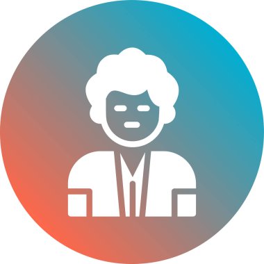 Sakal simgesi olan adam beyaz arka planda izole edilmiş modaya uygun düz stil.