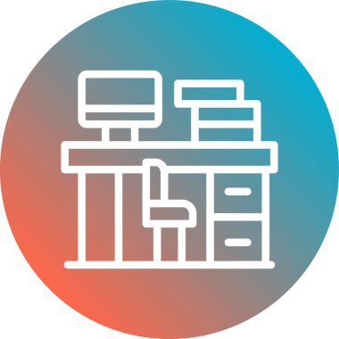 Ofis ve simgenin vektör çizimi, düzenlenebilir öge