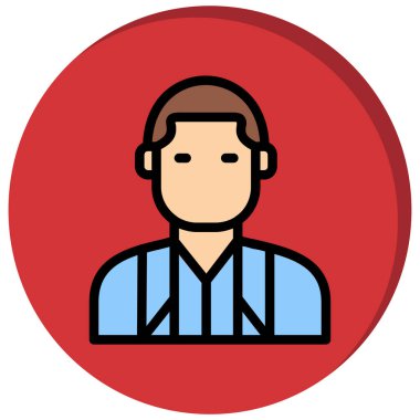 Sakallı ve kırmızı yuvarlak ikonlu bir adamın vektör çizimi