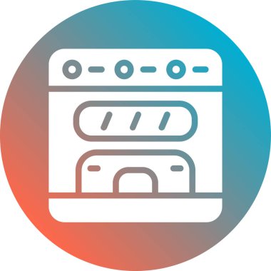 Mutfak fırını dairesel vektör simgesi