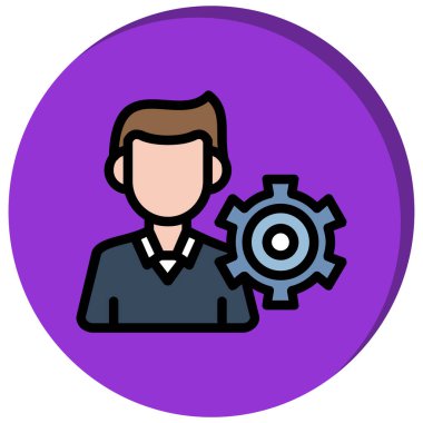 Tekerlek ikonu olan bir iş adamı. vektör illüstrasyonu