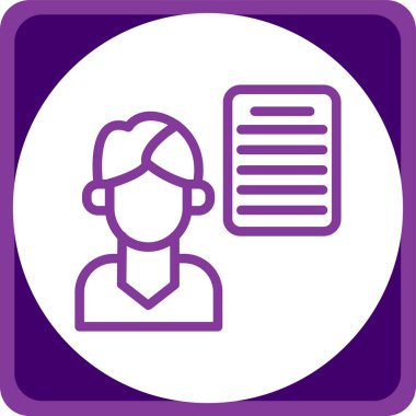 Kitabı ve kalemi olan bir adamın vektör simgesi