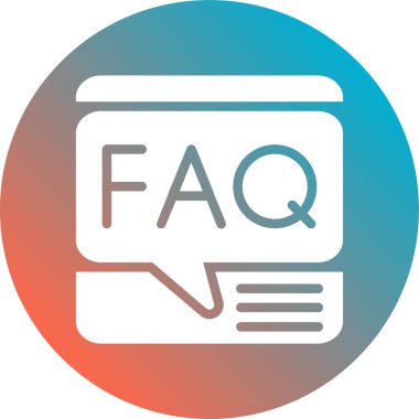 Faq düz simgesi beyaz arkaplan, faq, illüstrasyon izole