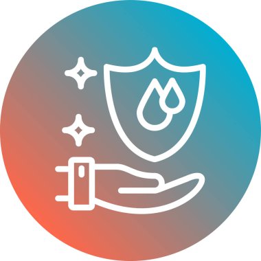 Beyaz çizgili su damlaları, uzun gölge arkaplanı olan izole edilmiş bir ikon. Su damlası işareti. Mavi daire düğmesi. vektör.