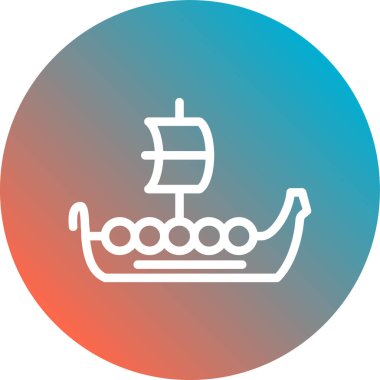 Uzun arka planda izole edilmiş deniz ikonu olan beyaz çizgi gemisi. Denizcilik teknesi sembolü. Gemiyle seyahat etmek. Yolcu gemisi. Deniz yolculuğu. mavi daire düğmesi