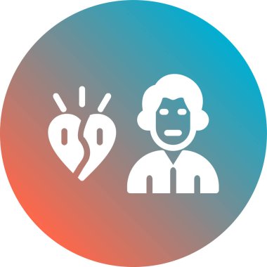 Uzun gölge arkaplan ile izole kalp ikonu ile beyaz çizgi insan kafası. Çember düğmesi. vektör.