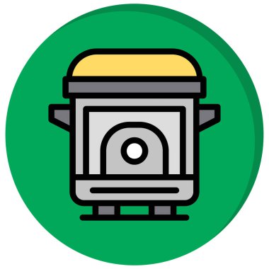 Gaz sobası simgesi renk ana hatları vektörü