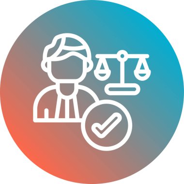 Hukukun vektör illüstrasyonu ve hukuk hukuku ikonu. Güzel adalet ve hakim