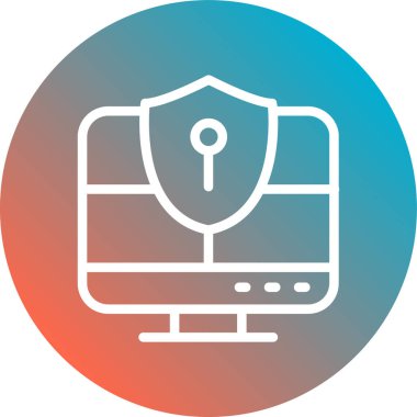 Uzun gölgeli bir bilgisayarın vektör simgesi