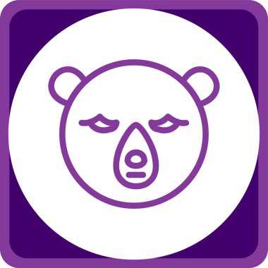 Baş domuz kafa vektör ikonu. biçim düz sembol, yuvarlak açılar, yuvarlak menekşe arkaplan, beyaz arkaplan