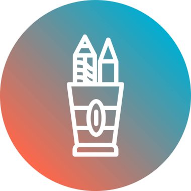 Cetvel simgesiyle kalem. vektör çizim