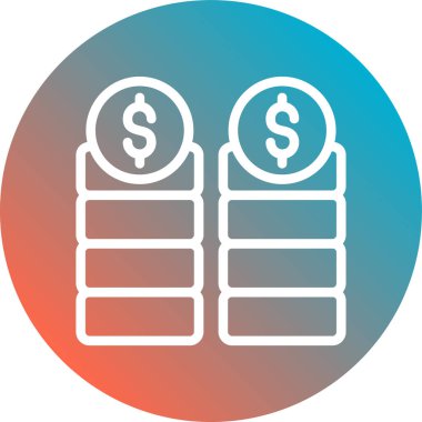 Dolar sikkeleri. Web simgesi basit illüstrasyon