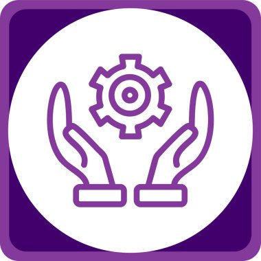 Dişli Tümleştirme düz kare vektör simgesi