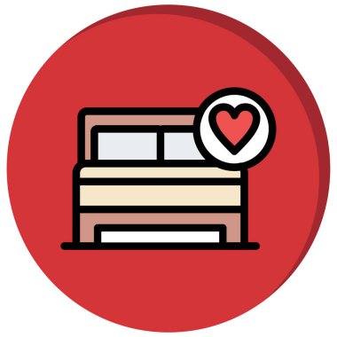 Yatak odası. Web simgesi basit illüstrasyon