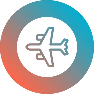 Beyaz çizgili uçan uçak simgesi beyaz arkaplanda izole edildi. Uçan uçak ikonu. Uçak ikonu. Kırmızı daire düğmesi. vektör illüstrasyonu