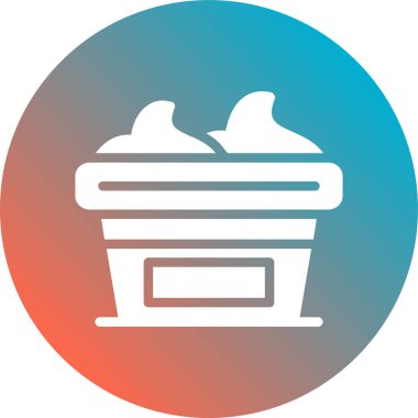 Krema vektör simgesi. biçim çift renkli düz mavi sembol, yuvarlak açılar, beyaz arkaplan, beyaz arkaplan.